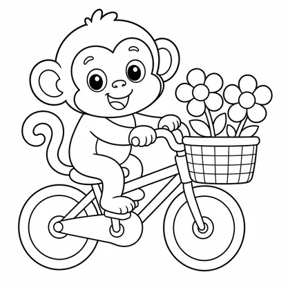 Dibujo de mono en bicicleta para colorear