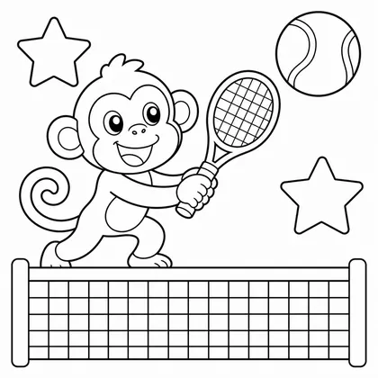 Dibujo de mono jugando al tenis para colorear