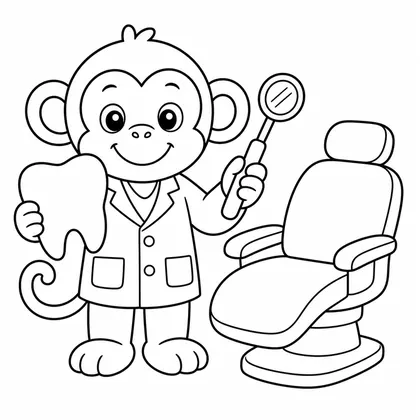 Dibujo de mono dentista para colorear