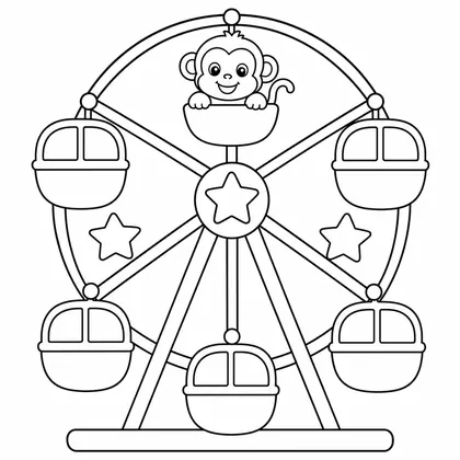 Dibujo de mono en la noria para colorear