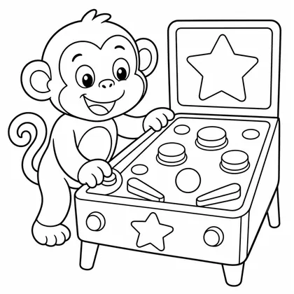 Dibujo de mono jugando al pinball para colorear