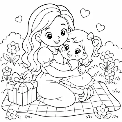 Dibujo de familia abrazada para colorear