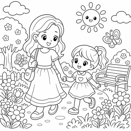 Dibujo de mamá con bebé para colorear