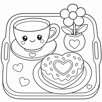 Dibujo de desayuno para mamá para colorear