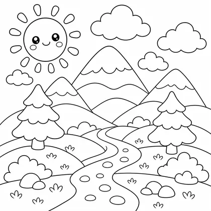 Ausmalbild Berg 2