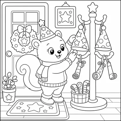 Dibujo de balcon de año nuevo para colorear