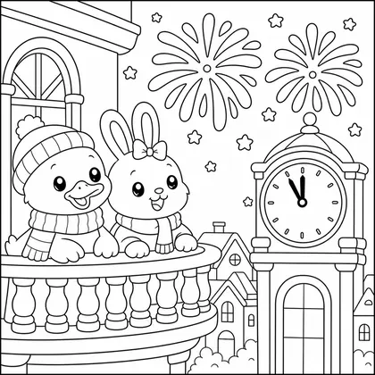 Dibujo de pingüino con espiral de fiesta para colorear