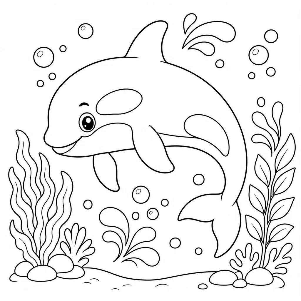 Coloriage : Orque avec des éclaboussures