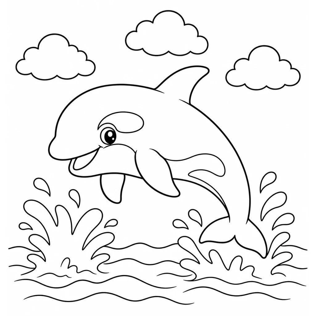 Coloriage : Orque qui saute haut