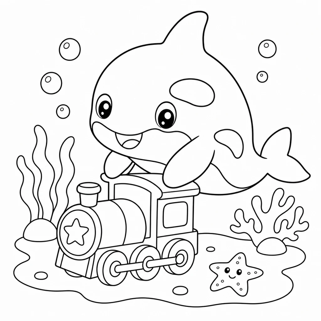Coloriage : Orque avec un train-jouet