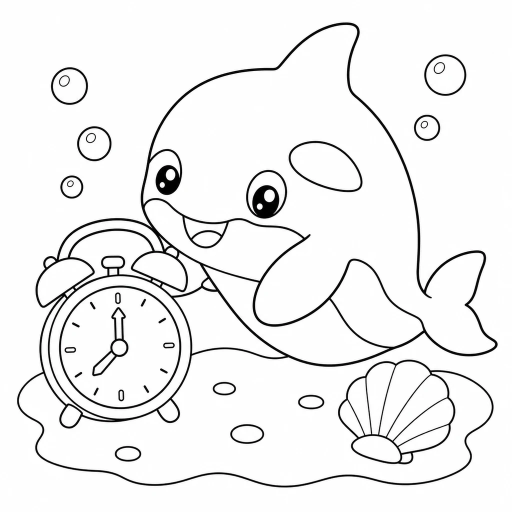 Coloriage : Orque avec un réveil