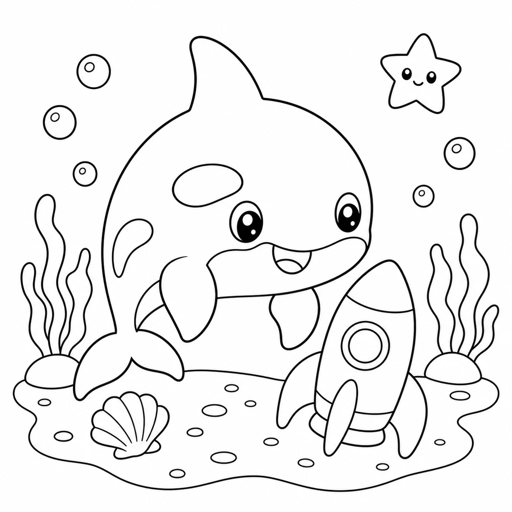 Coloriage : Orque avec une fusée-jouet