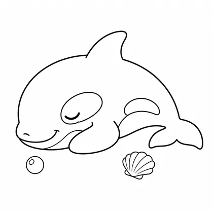 Sleeping orca underwater coloring page