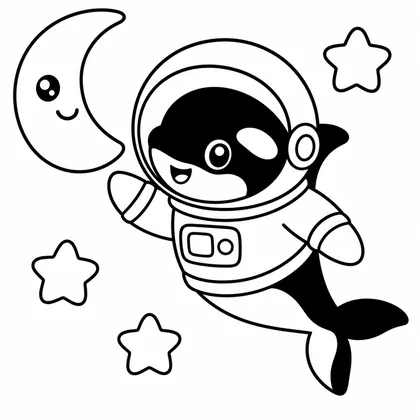 Dibujo de orca astronauta para colorear