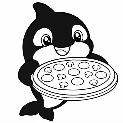 Dibujo de orca con pizza para colorear