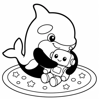 Dibujo de orca con robot para colorear