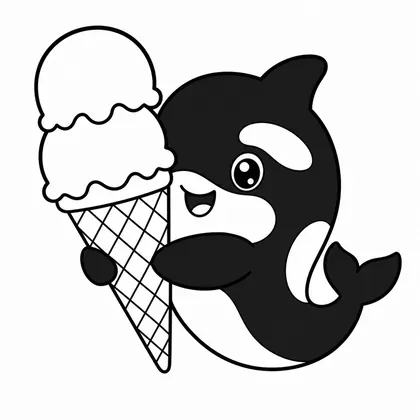 Dibujo de orca con helado para colorear