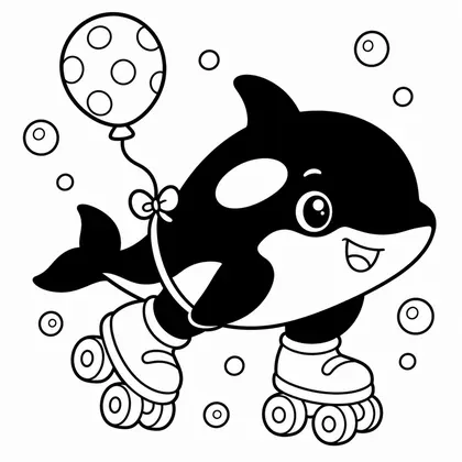 Dibujo de orca en patines para colorear
