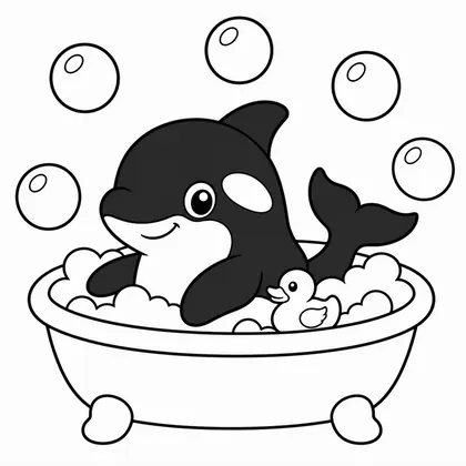 Dibujo de orca en baño de burbujas para colorear