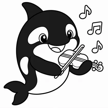 Dibujo de orca con violin para colorear