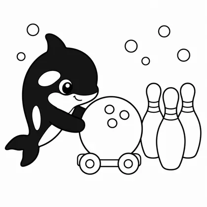 Dibujo de orca jugando a los bolos para colorear