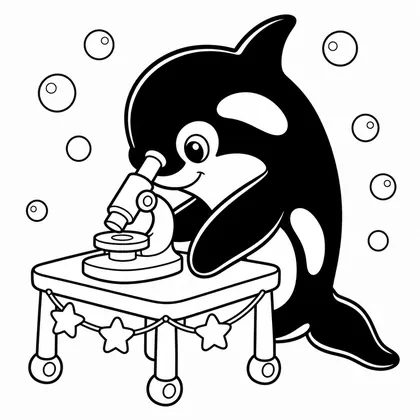 Dibujo de orca con microscopio para colorear