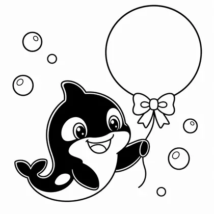 Dibujo de orca con globo para colorear