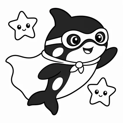 Dibujo de orca superhéroe para colorear