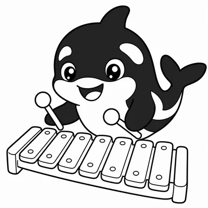 Dibujo de orca con xilófono para colorear