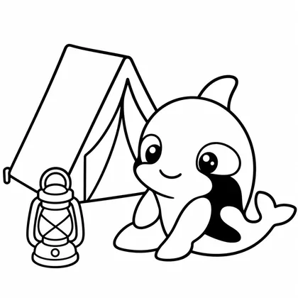 Dibujo de orca en camping para colorear