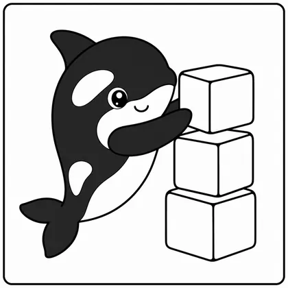 Dibujo de orca con cubos de juguete para colorear