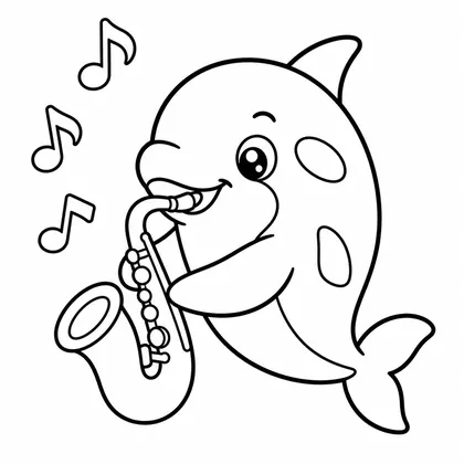 Dibujo de orca con saxo para colorear