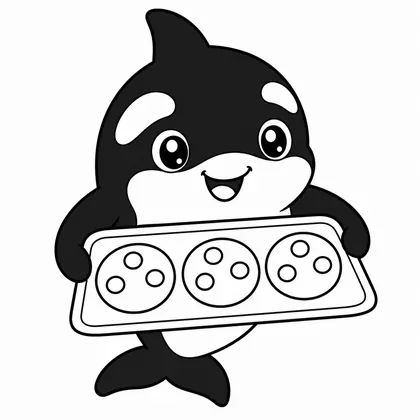 Dibujo de orca con galletas para colorear