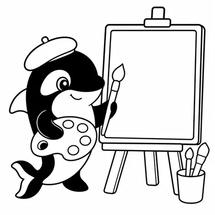 Dibujo de orca pintora para colorear