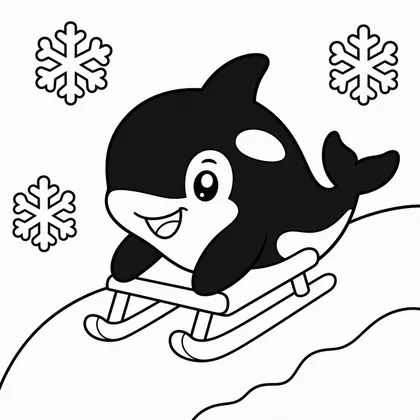 Dibujo de orca en trineo para colorear