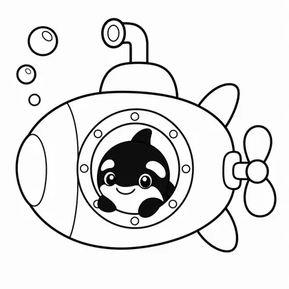 Dibujo de orca en submarino para colorear