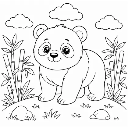Panda on a hill coloring page
