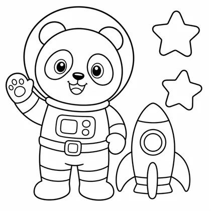 Dibujo de panda astronauta para colorear