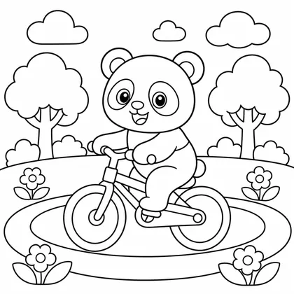 Dibujo de panda en bicicleta para colorear