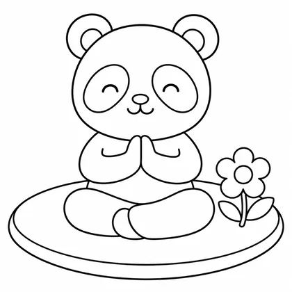 Dibujo de panda haciendo yoga para colorear