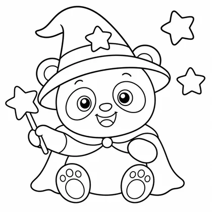 Dibujo de panda mago para colorear