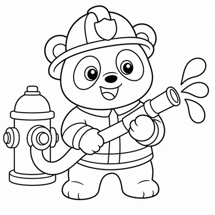 Dibujo de panda bombero para colorear