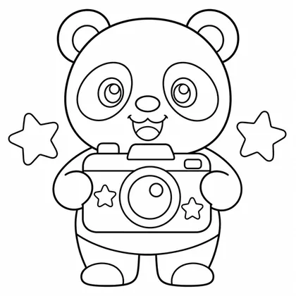 Dibujo de panda con cámara para colorear