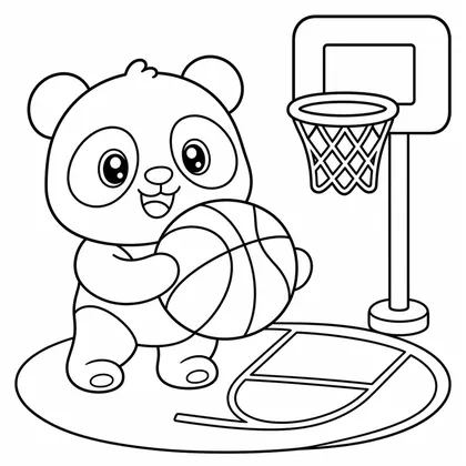 Dibujo de panda jugando al baloncesto para colorear