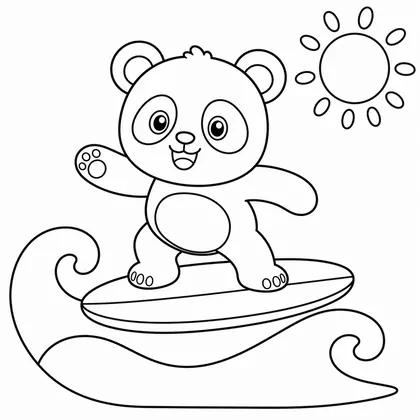 Dibujo de panda surfeando para colorear