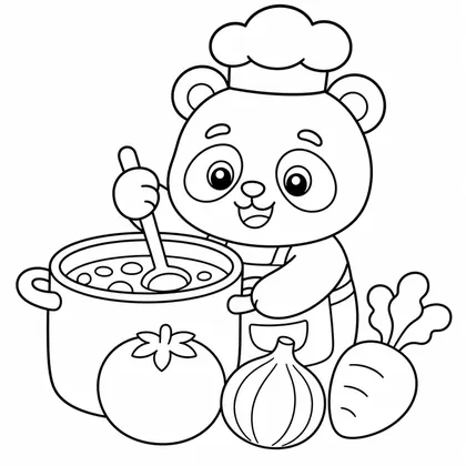 Dibujo de panda cocinero para colorear