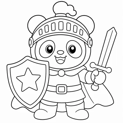 Dibujo de panda caballero para colorear