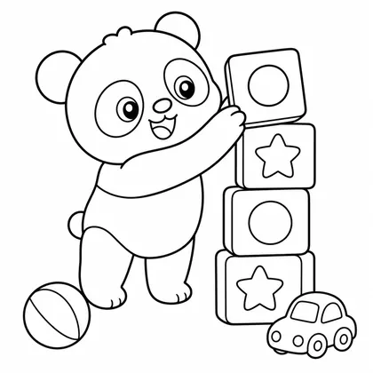 Dibujo de panda con bloques para colorear