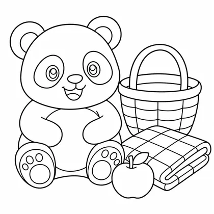 Dibujo de panda de picnic para colorear