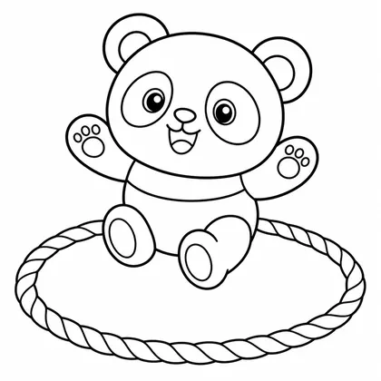Dibujo de panda saltando a la comba para colorear